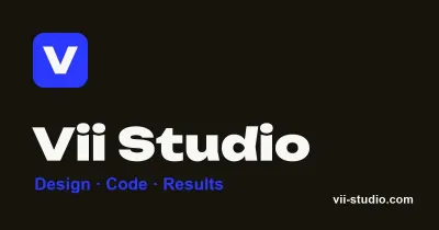 Vii Studio software development studio brand card with the words Design, Code, Results